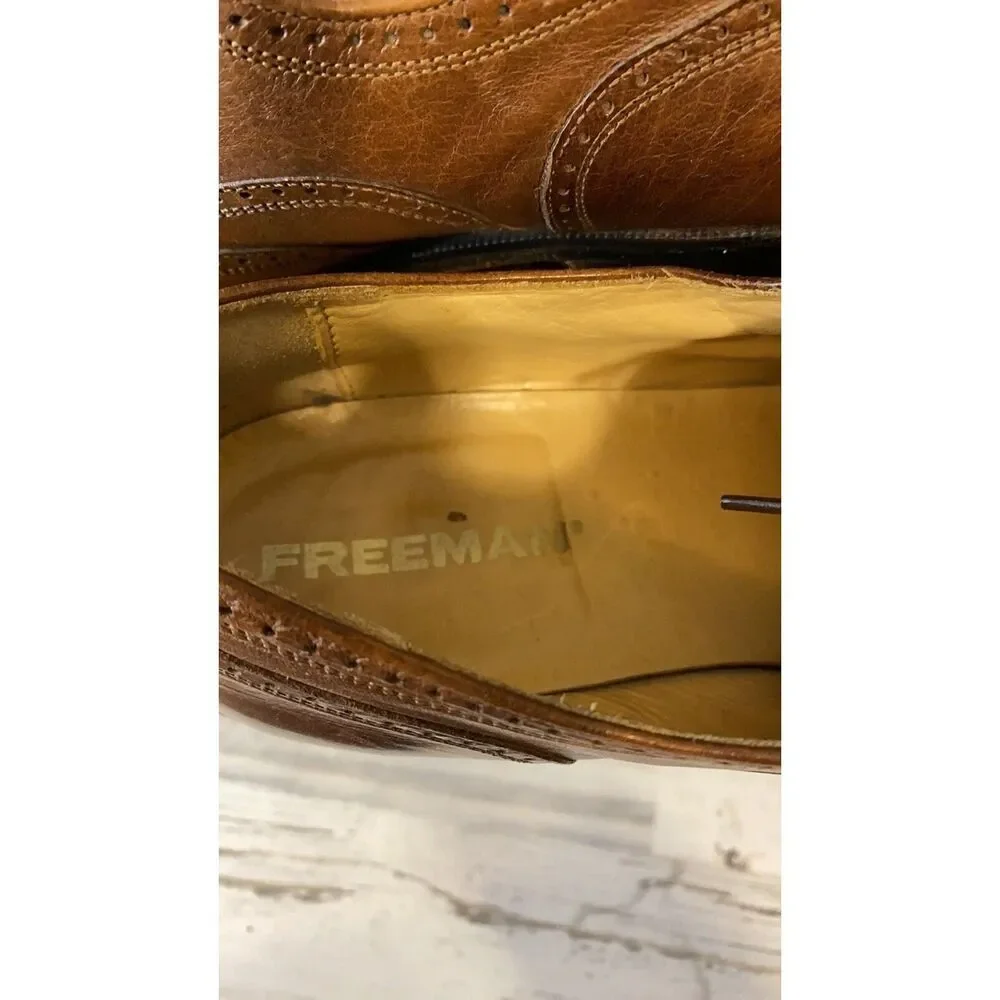 Freeman Men’s Leather Wing Tip Oxfords‎ Size 9.5 Brown